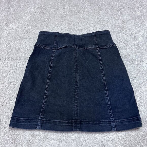 Free People Skirt Women’s Black Denim Drawstring Size 6 - Picture 9 of 11